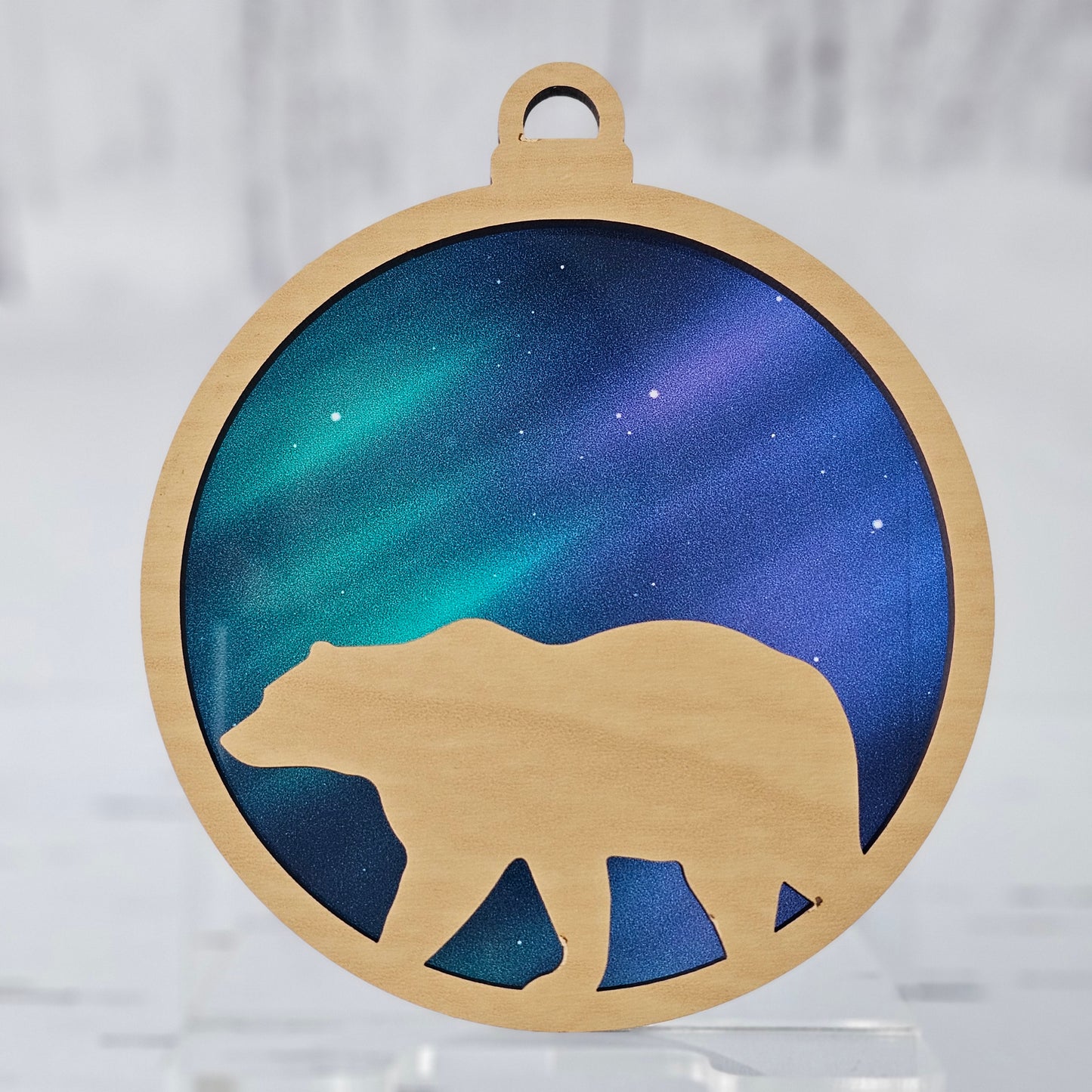 Bear Suncatcher Ornament - Translucent Northern Lights