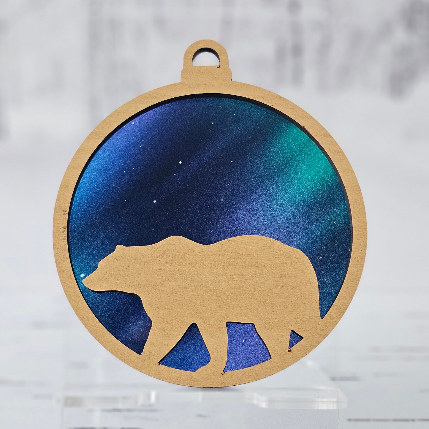 Bear Suncatcher Ornament - Translucent Northern Lights