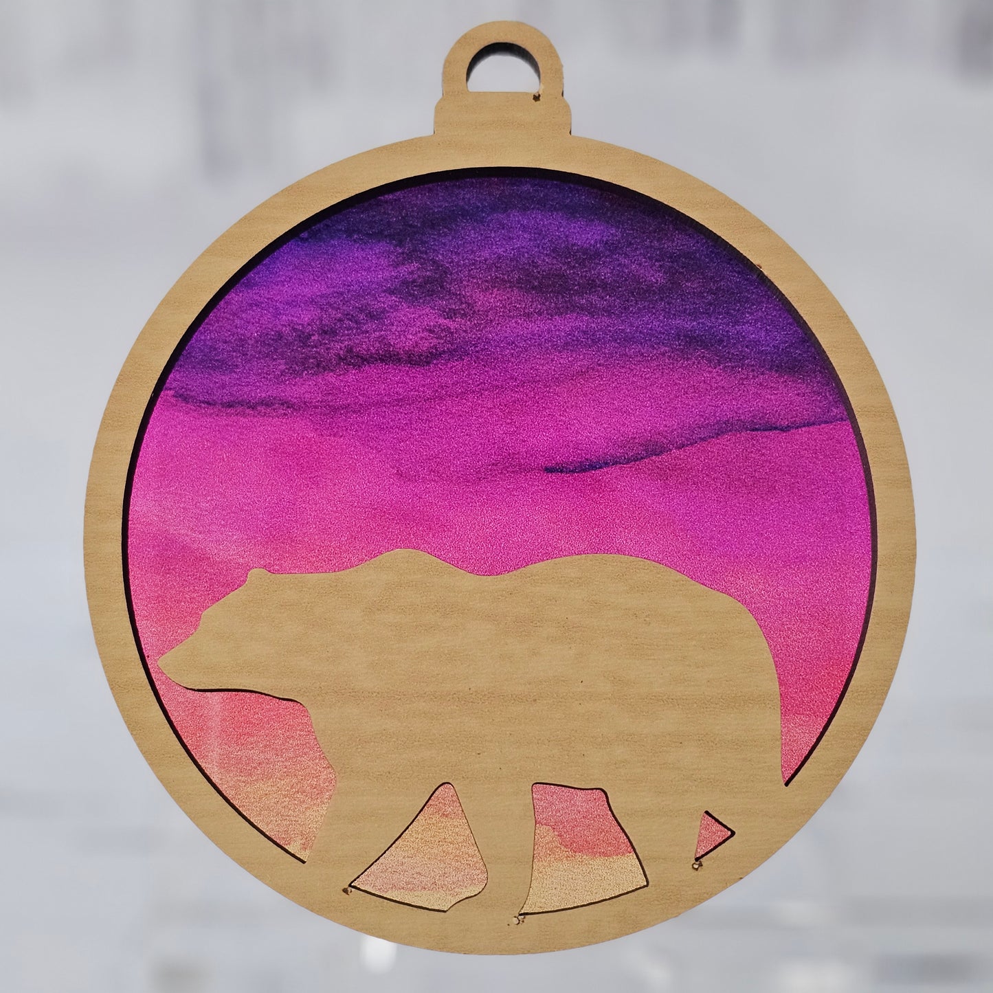 Bear Suncatcher Ornament - Translucent Sunset