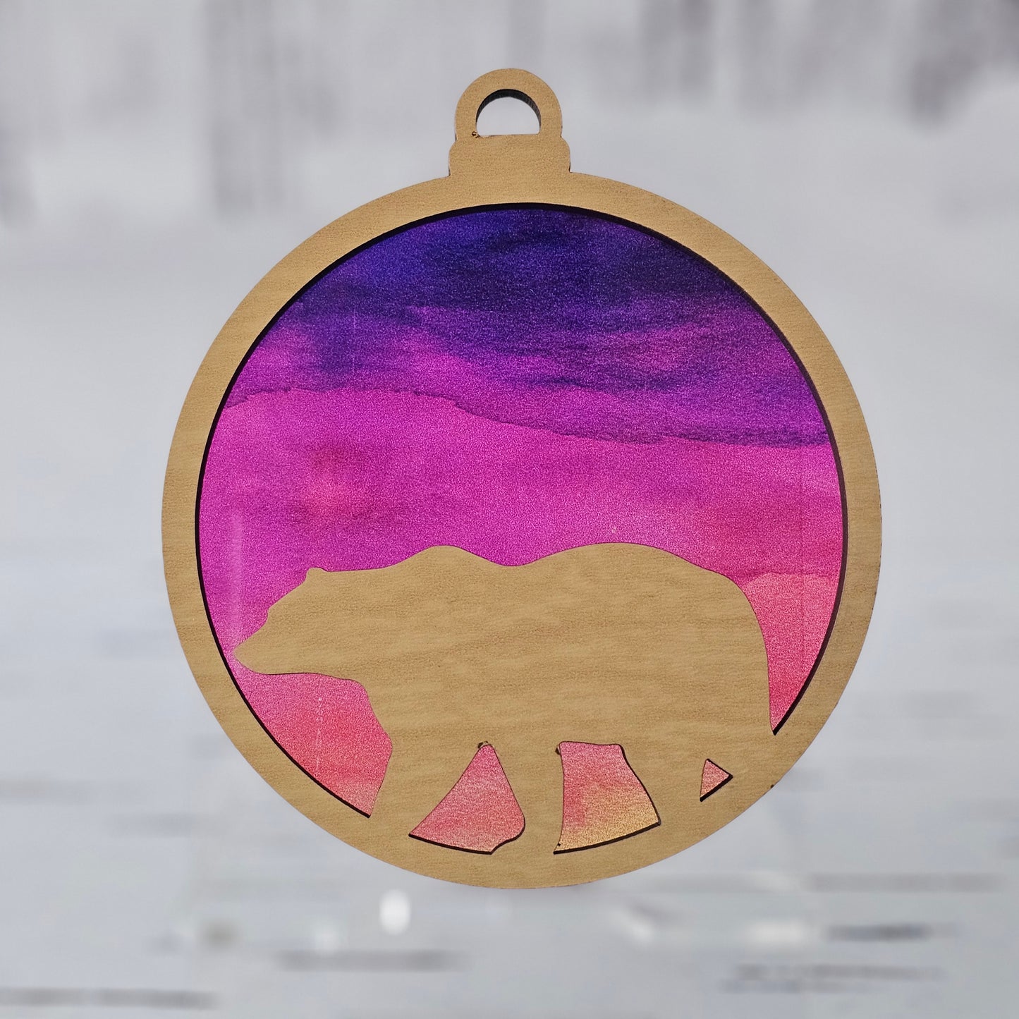 Bear Suncatcher Ornament - Translucent Sunset