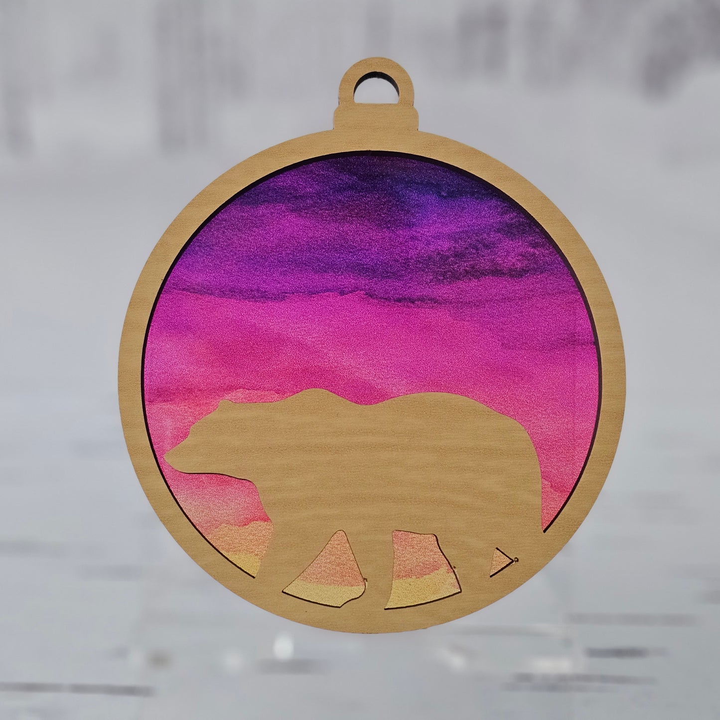 Bear Suncatcher Ornament - Translucent Sunset