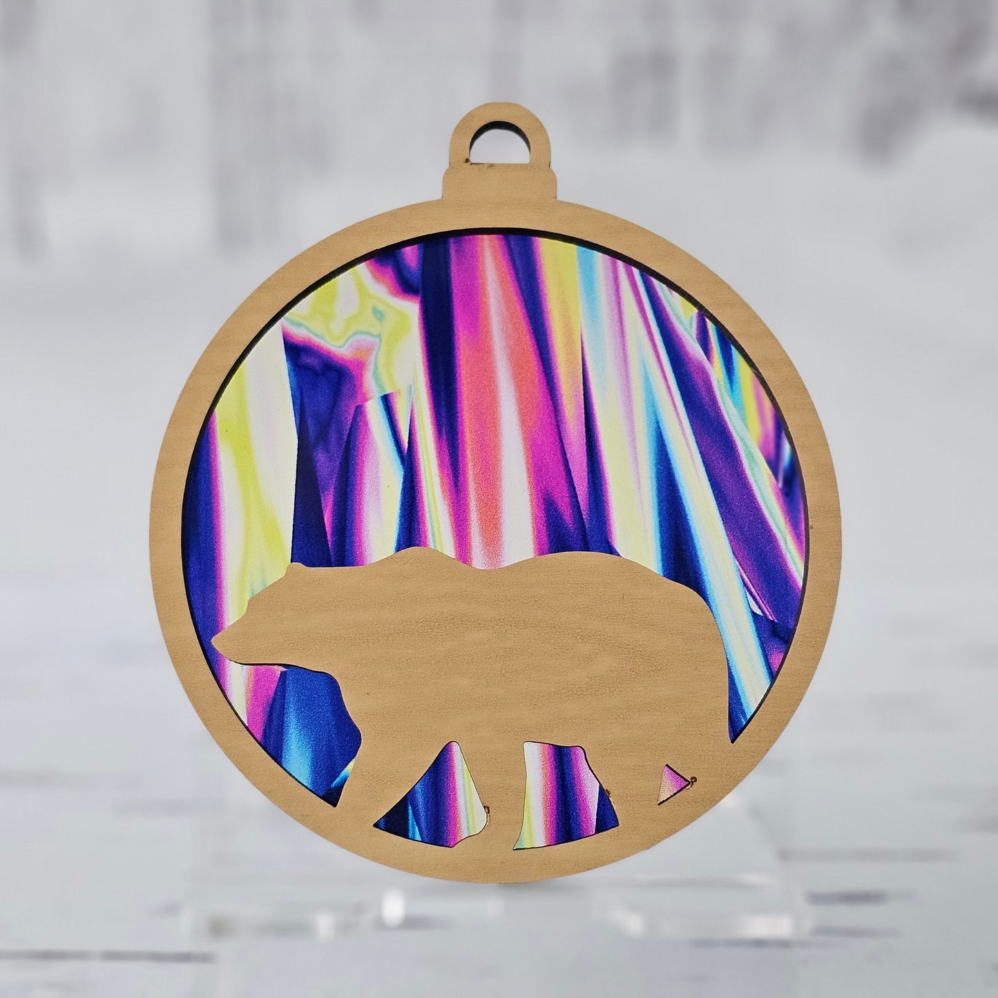 Bear Suncatcher Ornament - Translucent Bright Northern Lights