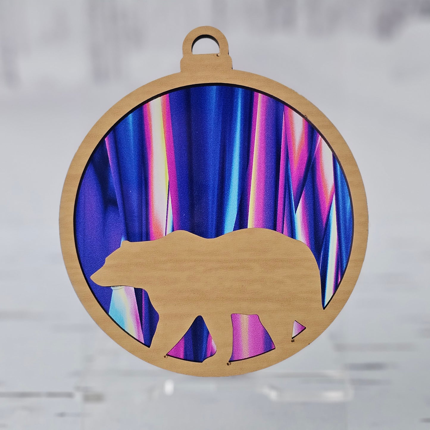 Bear Suncatcher Ornament - Translucent Bright Northern Lights