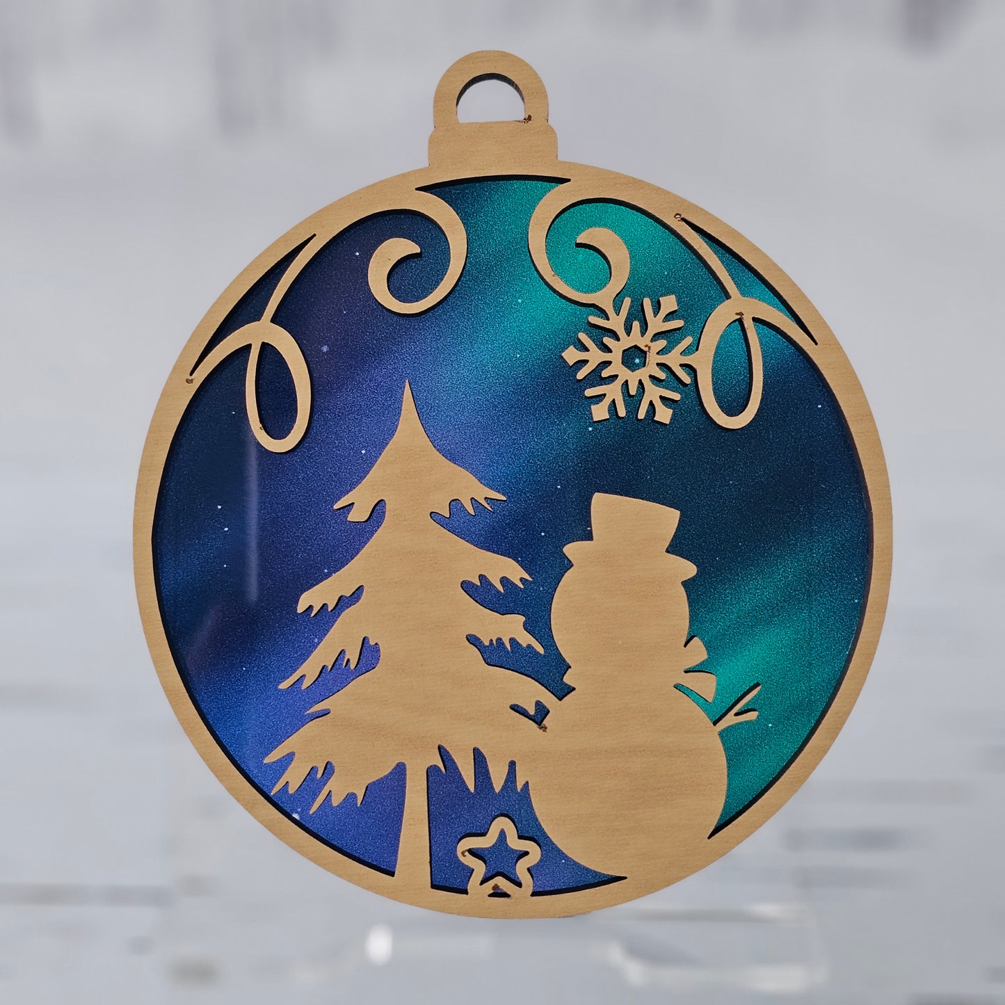 Snowman Ornament - Translucent Northern Lights