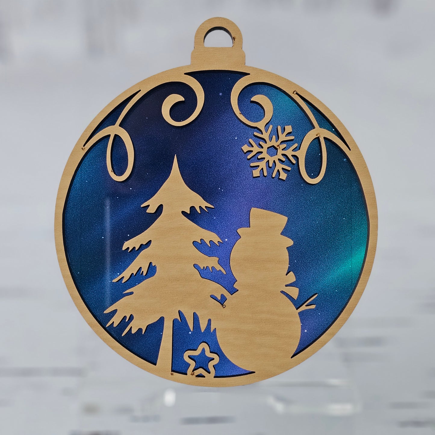 Snowman Ornament - Translucent Northern Lights