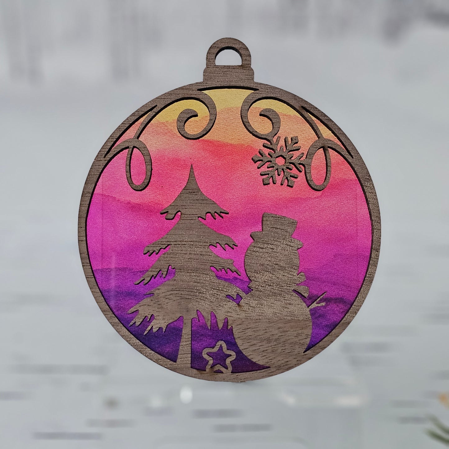 Snowman Ornament - Translucent Sunrise