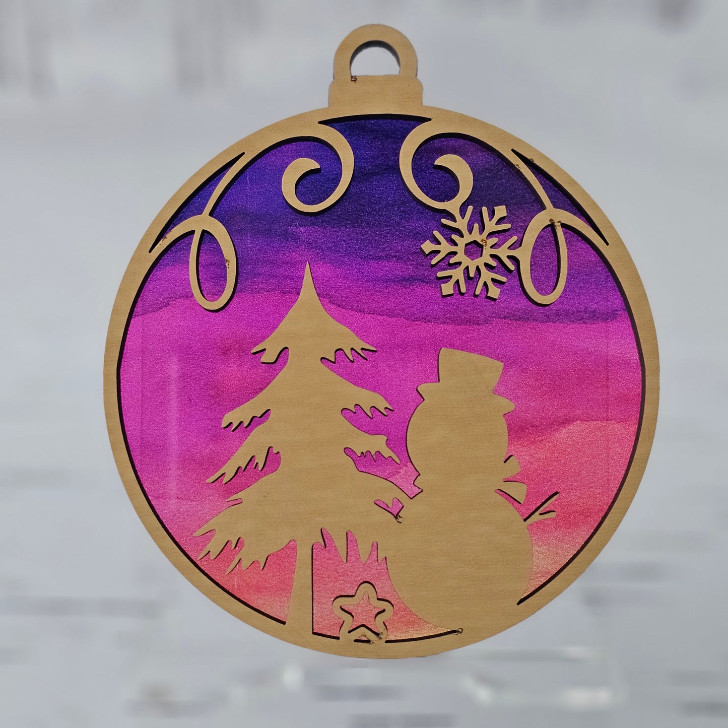 Snowman Ornament - Translucent Sunset