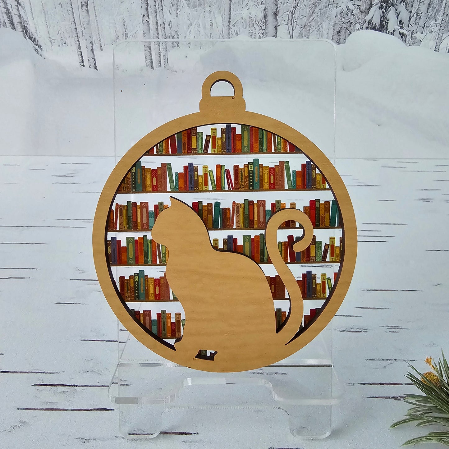 Cat Ornament - Translucent Bookshelves