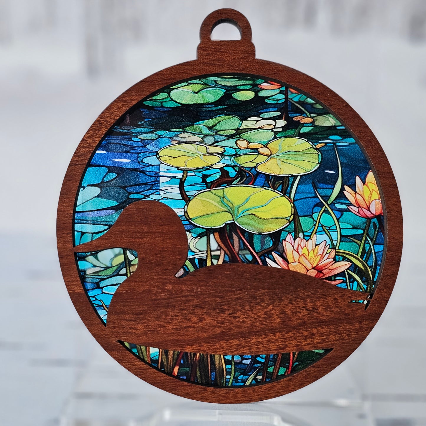 Duck Ornament - Translucent Lily Pads