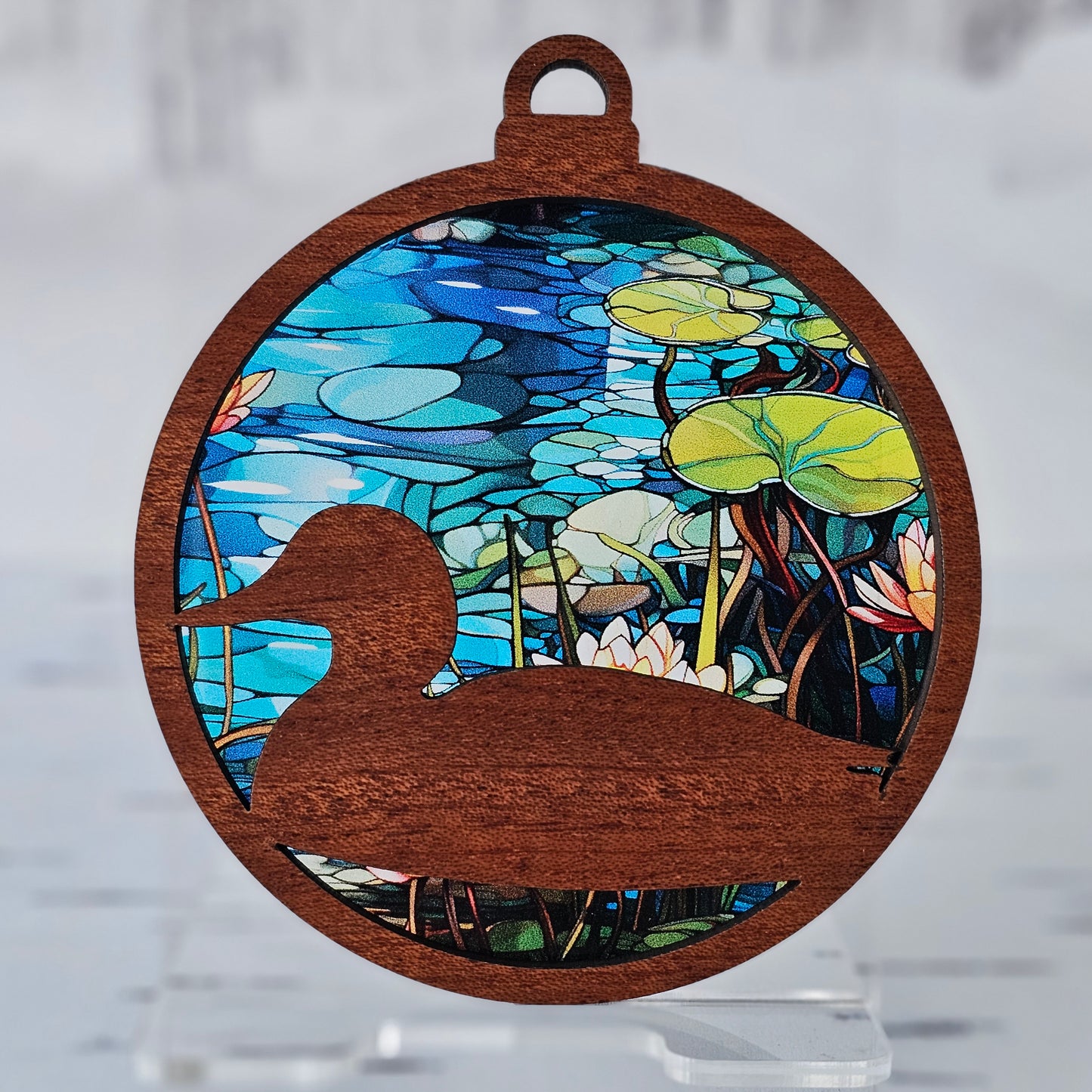 Duck Ornament - Translucent Lily Pads