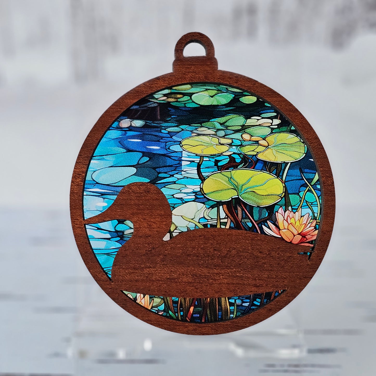 Duck Ornament - Translucent Lily Pads