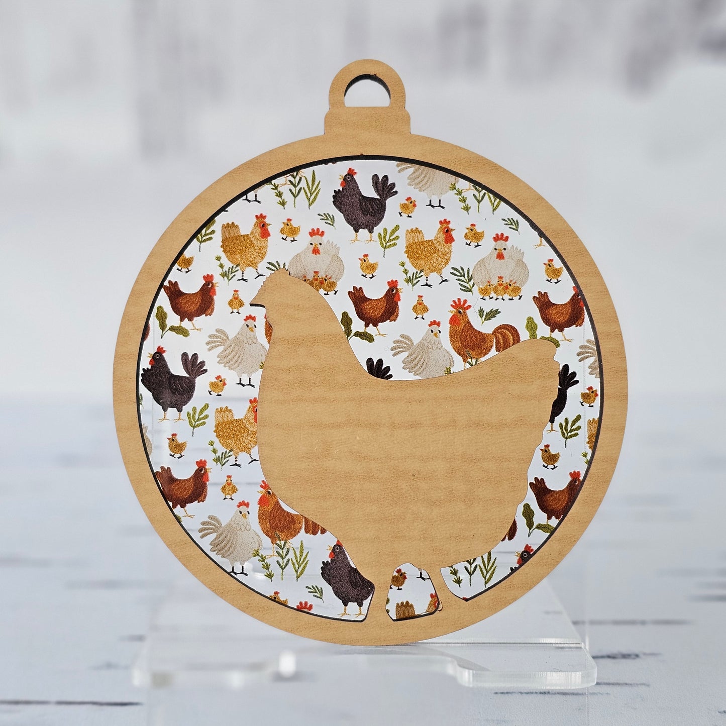 Chicken Suncatcher Ornament - Translucent Chickens