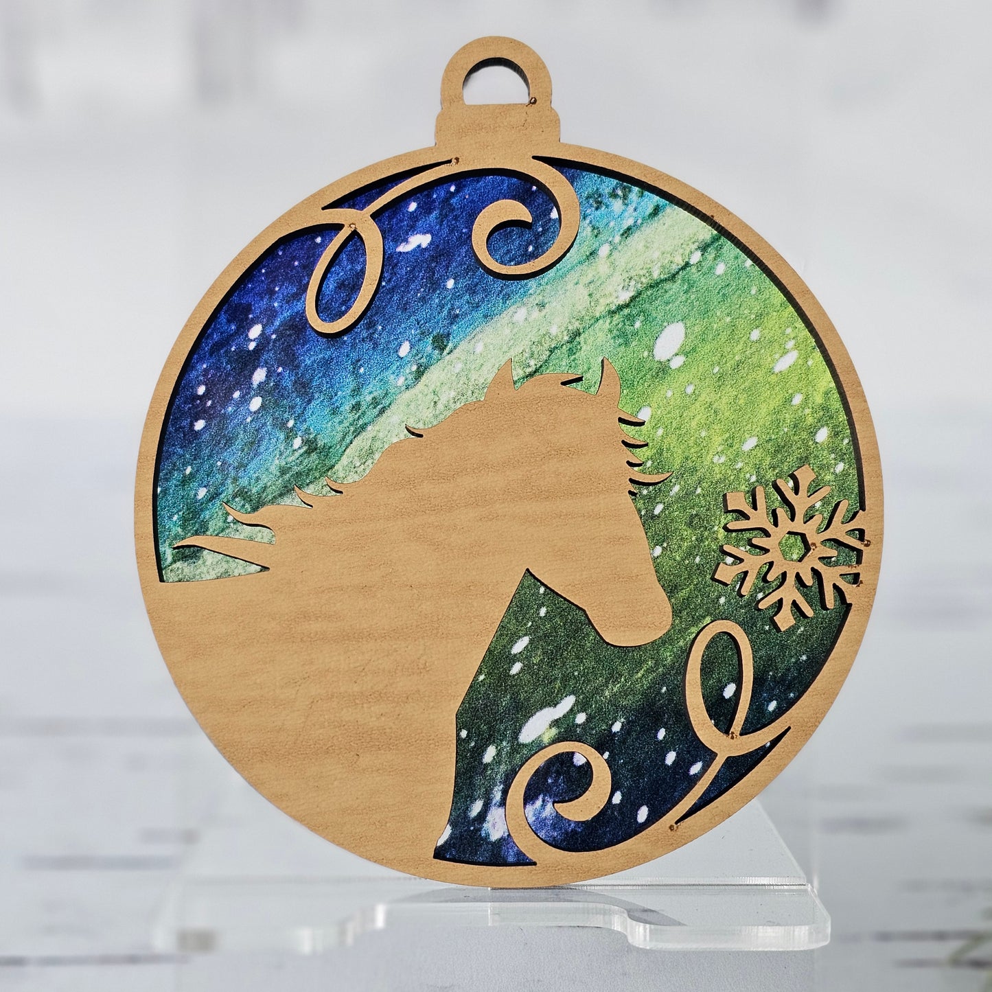 Horse Ornament - Translucent Watercolor Sky