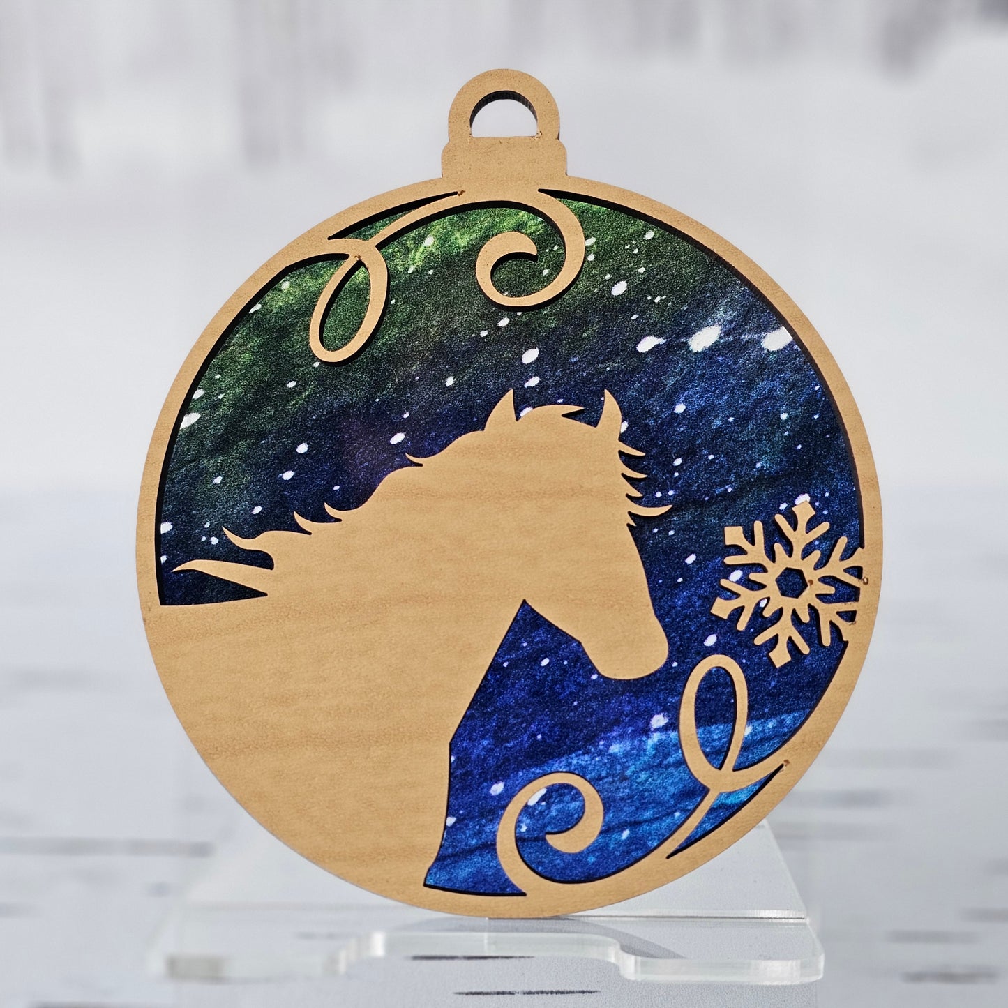 Horse Ornament - Translucent Watercolor Sky