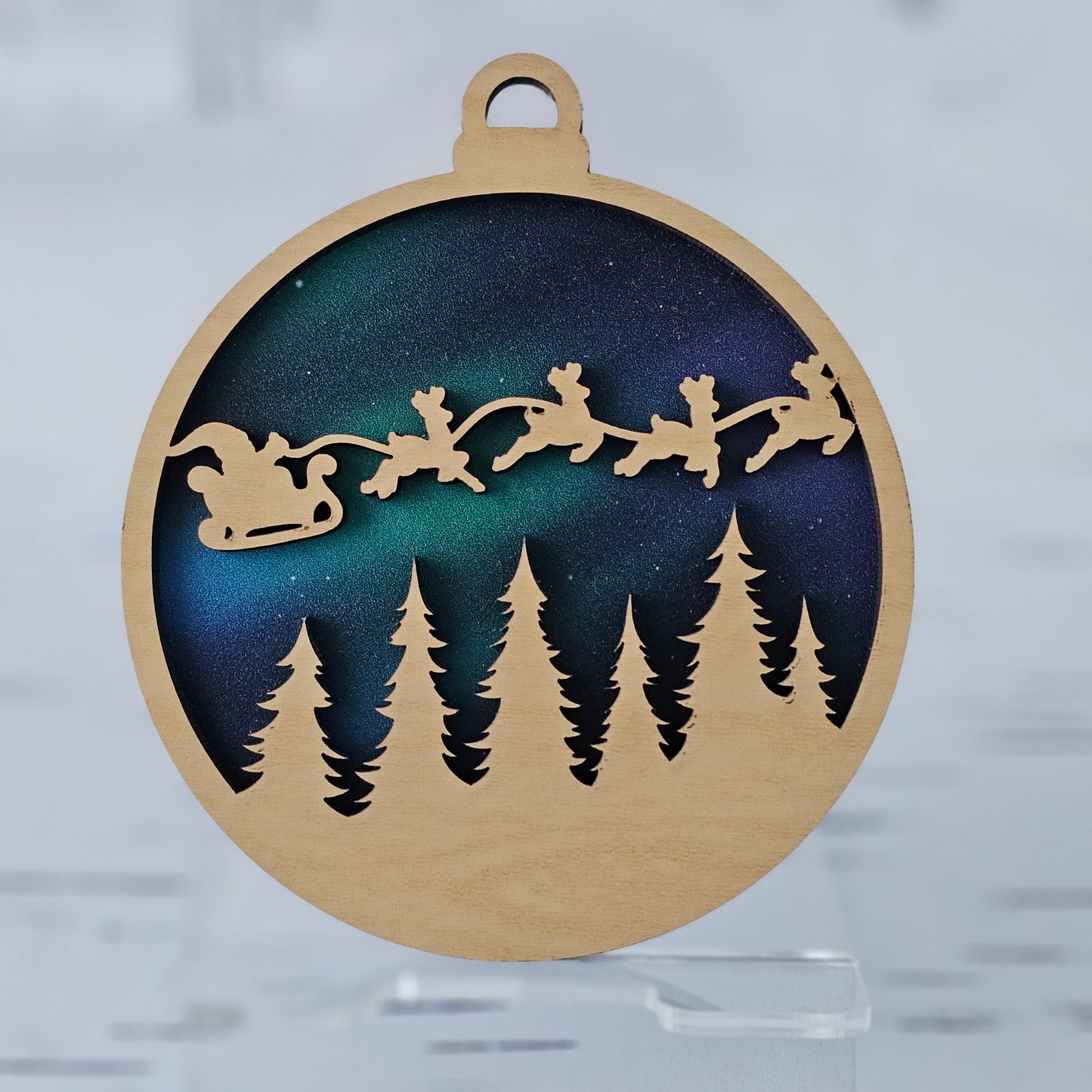 Santa Ornament - Opaque Northern Lights