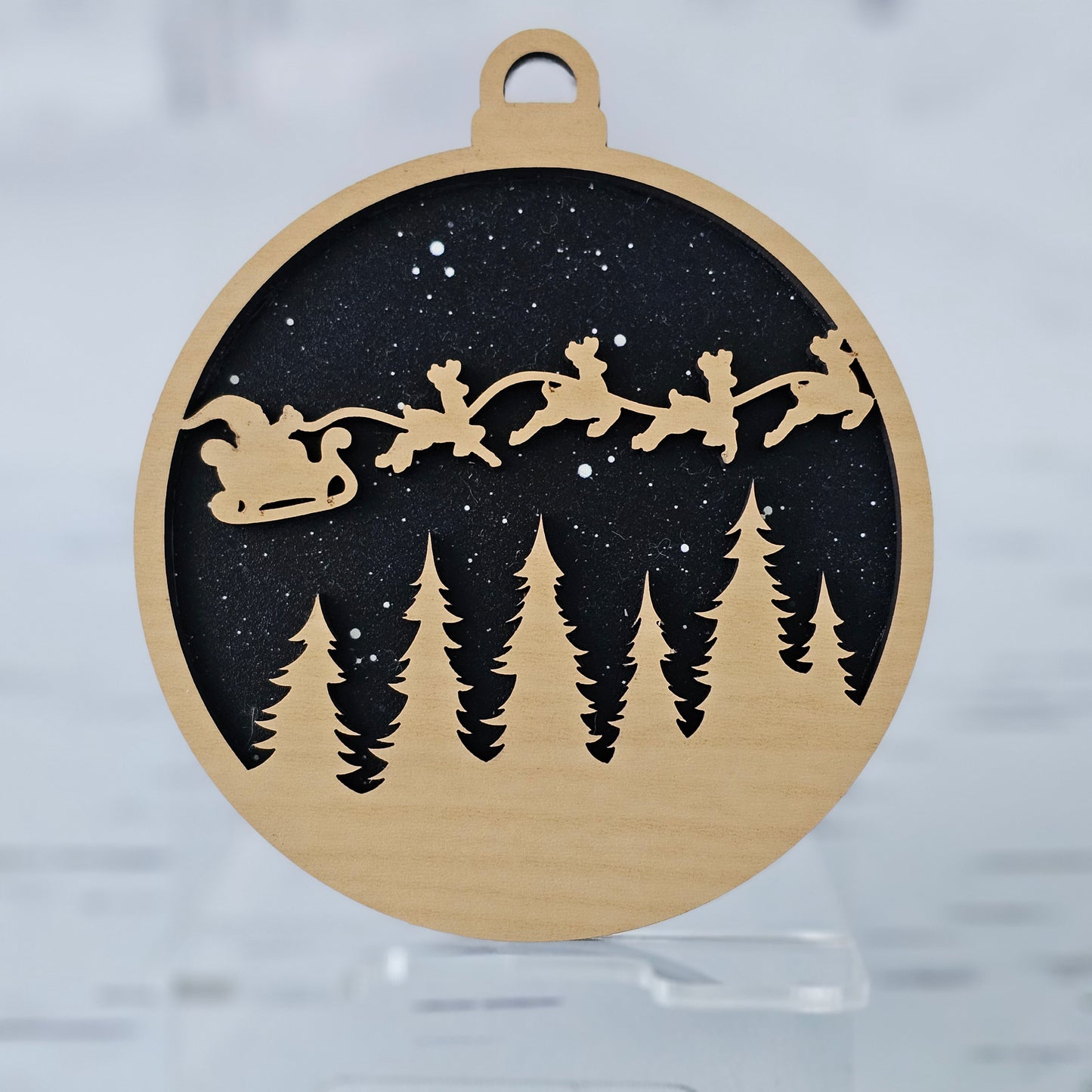 Santa Ornament - Opaque Midnight Sky