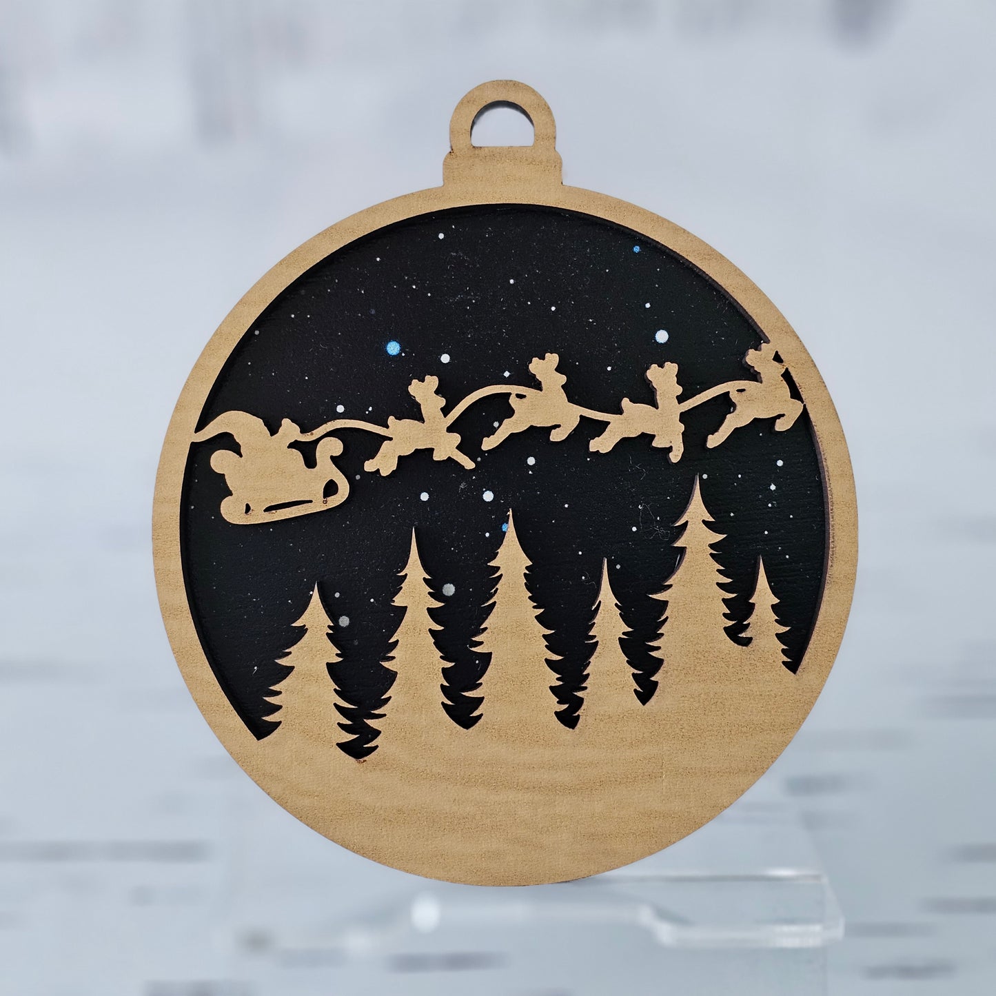 Santa Ornament - Opaque Midnight Sky