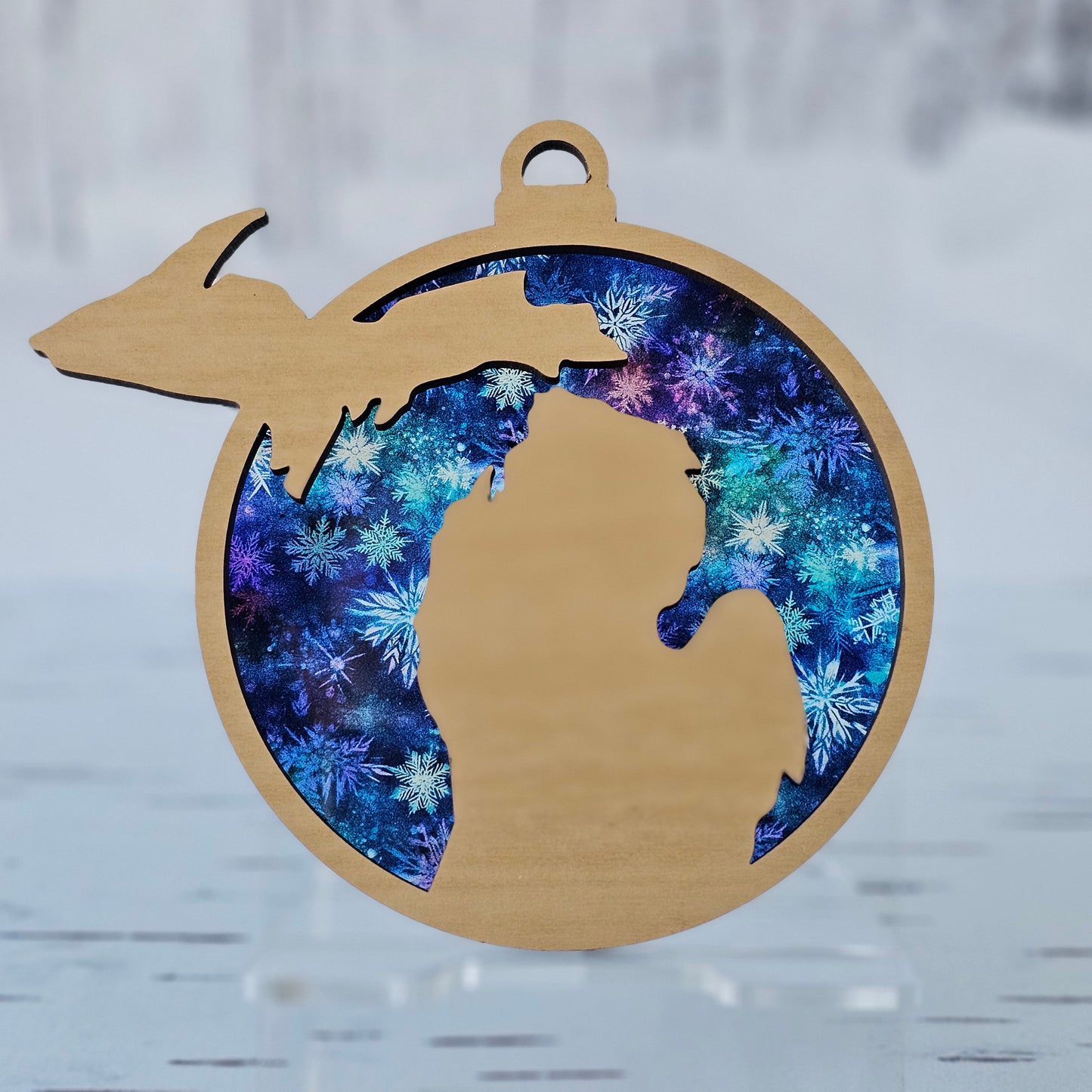 Michigan Ornament - Translucent Watercolor Snowflakes