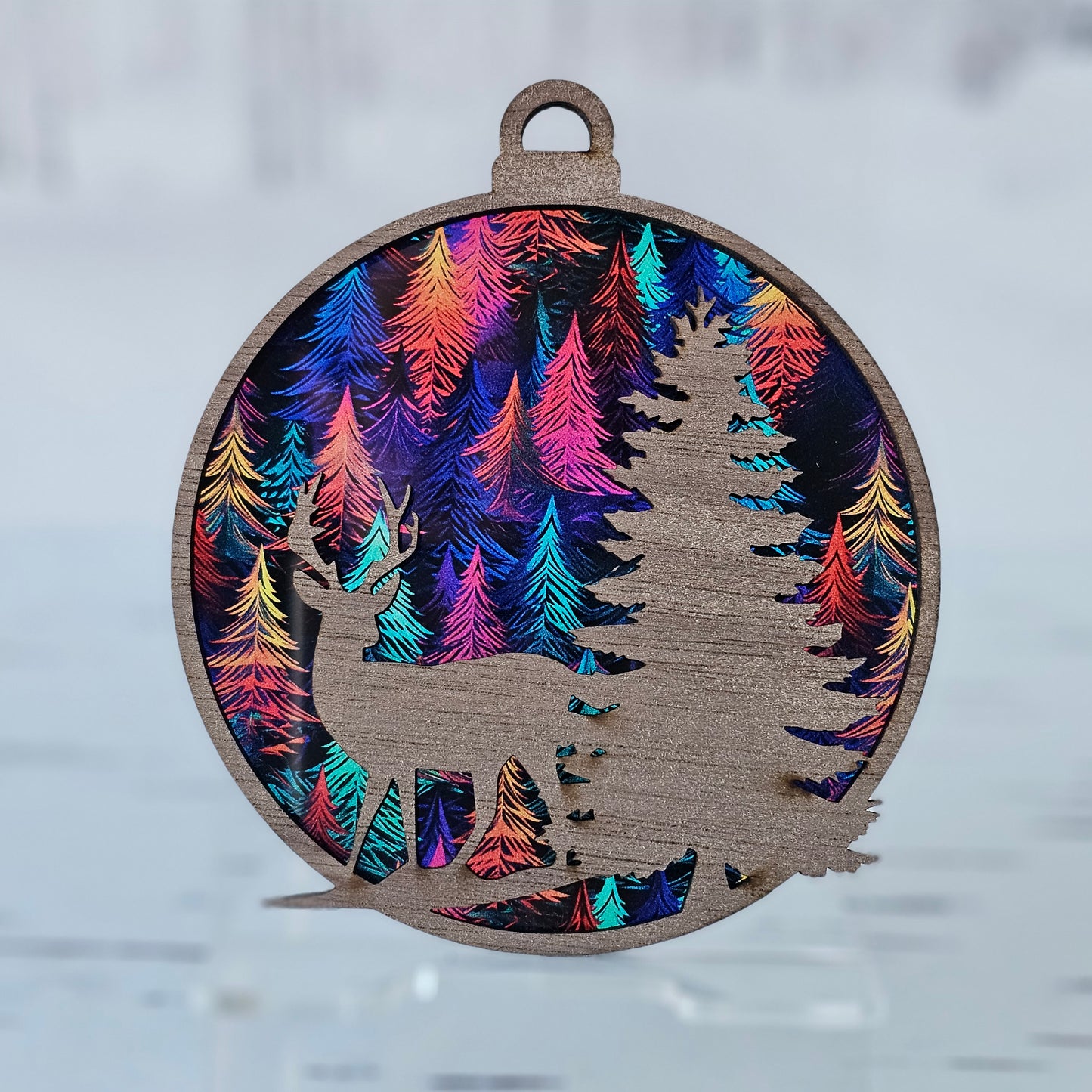 Deer Ornament - Translucent Whispy Trees