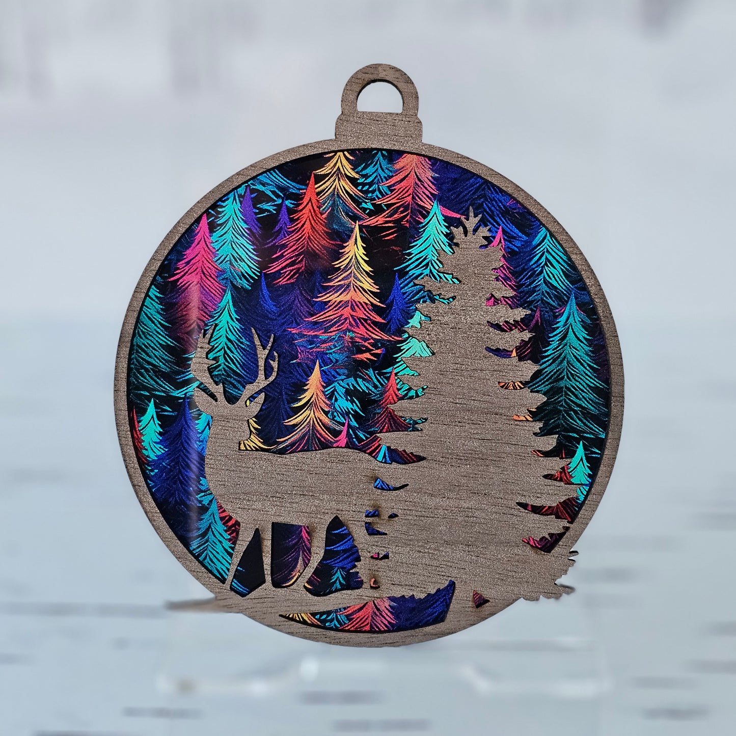 Deer Ornament - Translucent Whispy Trees