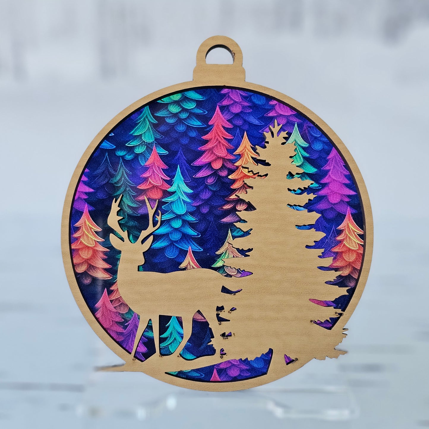 Deer Ornament - Translucent Pinecone Trees