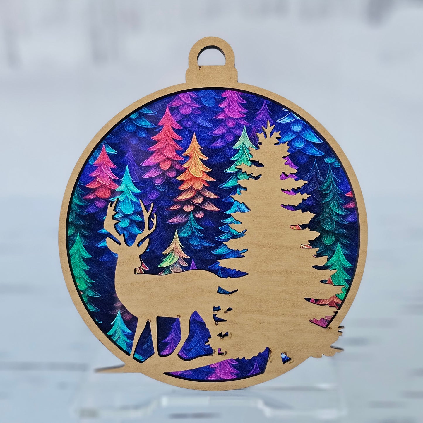 Deer Ornament - Translucent Pinecone Trees
