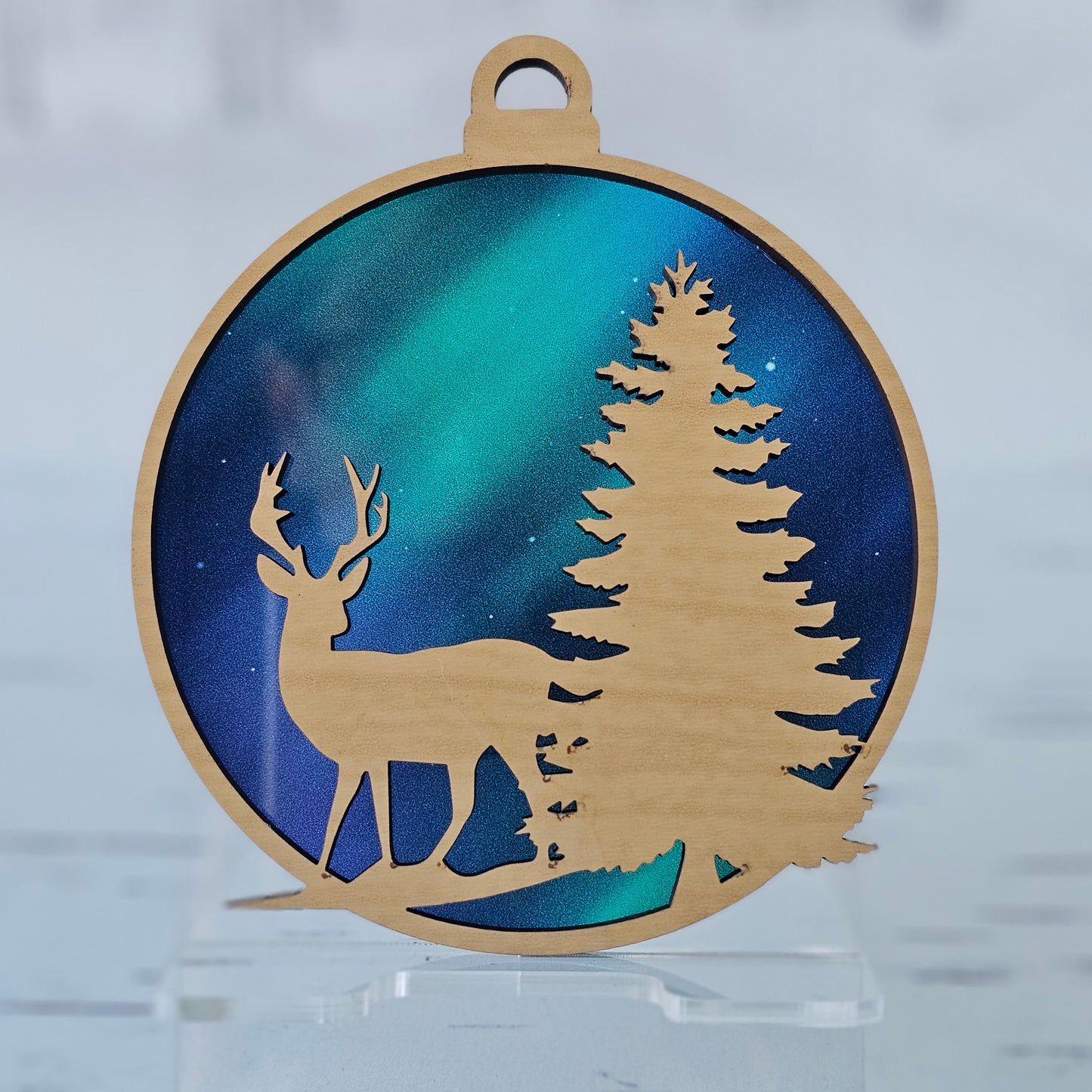 Deer Ornament - Translucent Northern Lights