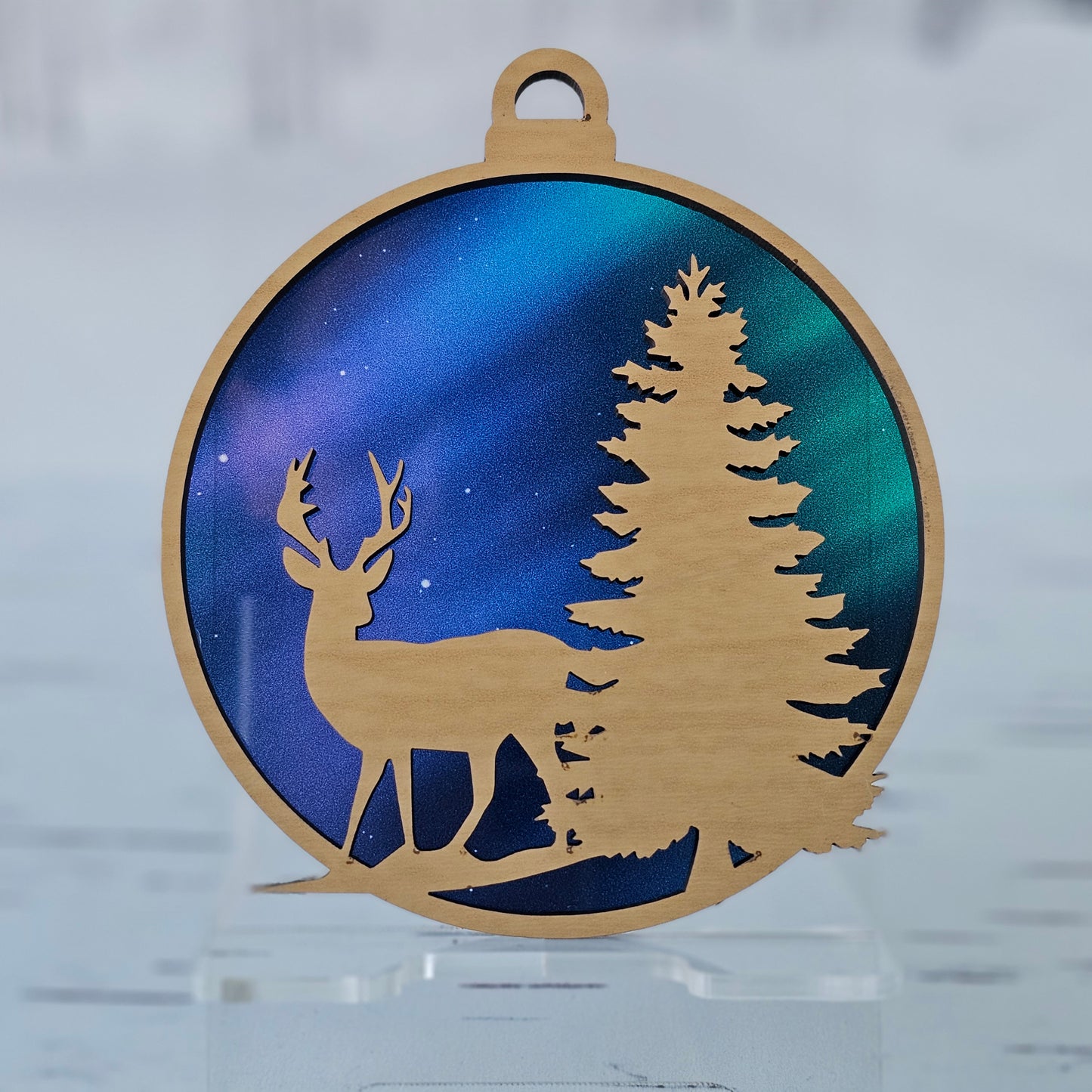 Deer Ornament - Translucent Northern Lights