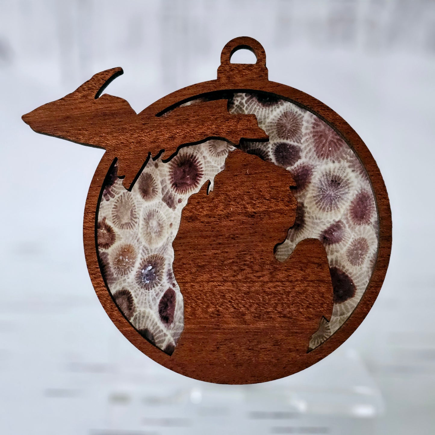 Michigan Ornament - Opaque Petoskey Stone