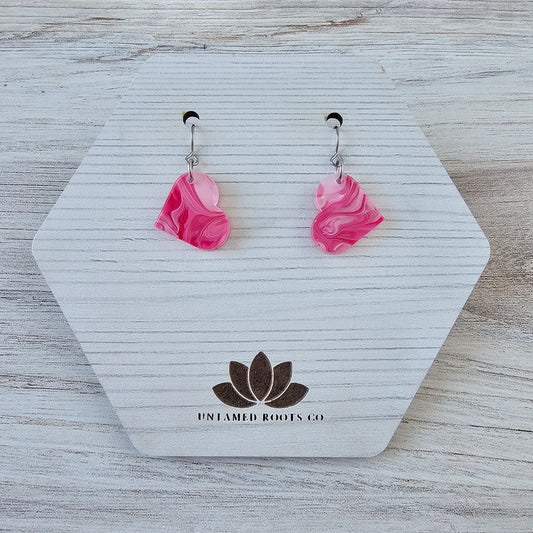 Small Hot Pink Swirl Heart Earrings