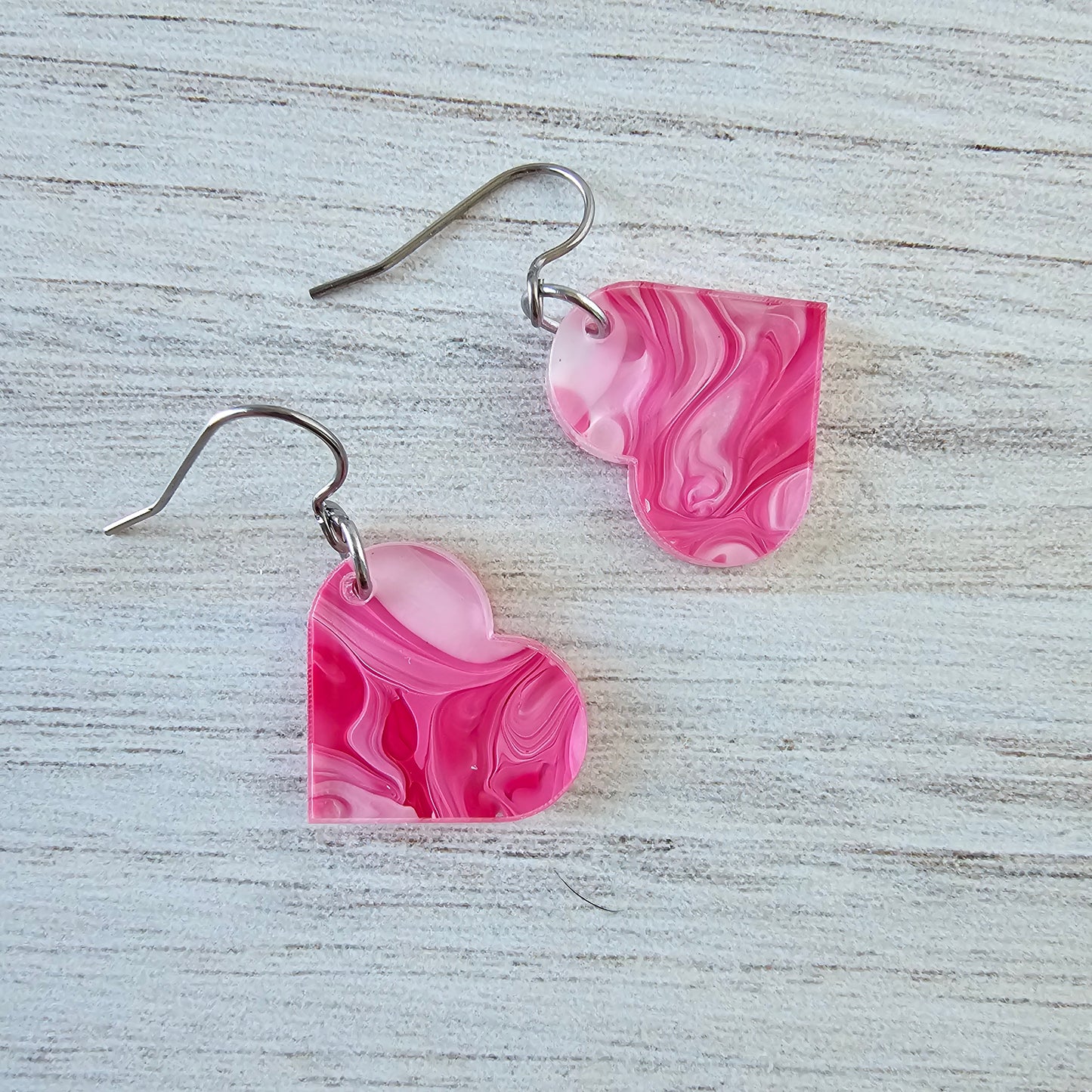 Small Hot Pink Swirl Heart Earrings