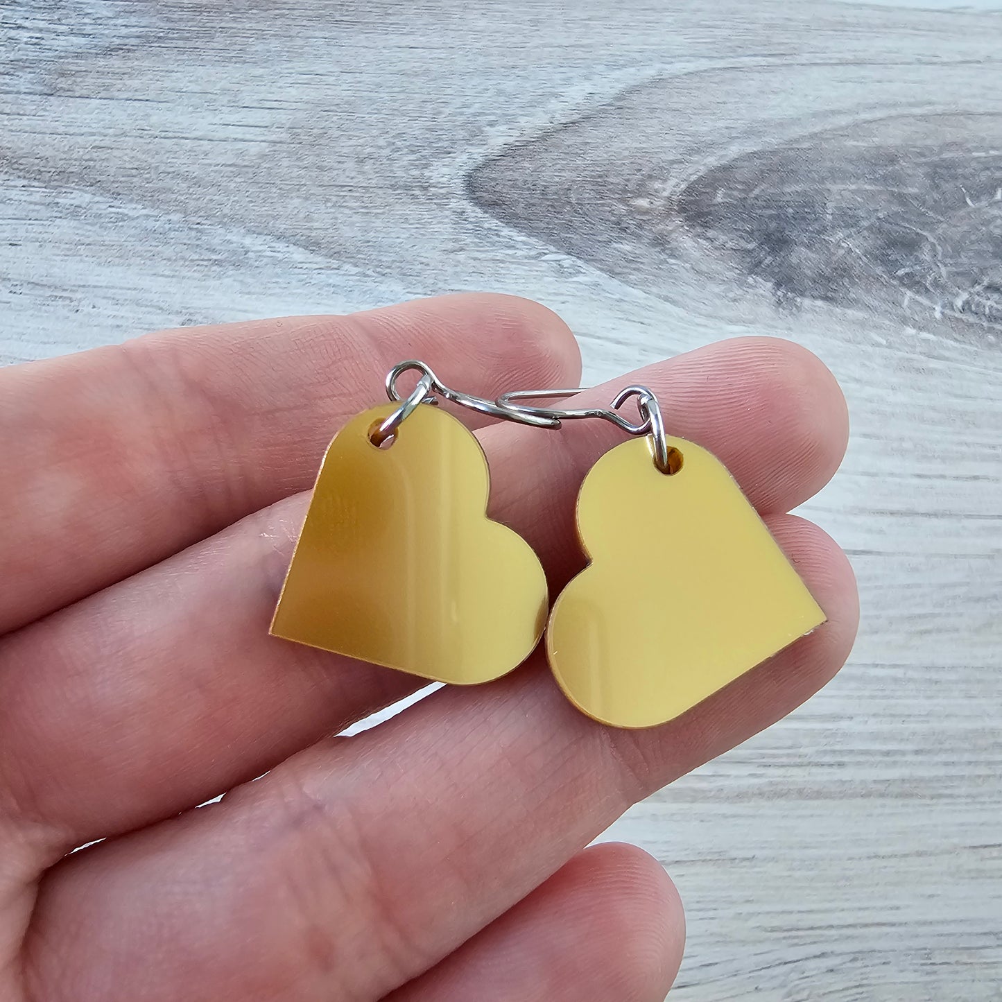 Small Gold Metallic Heart Earrings