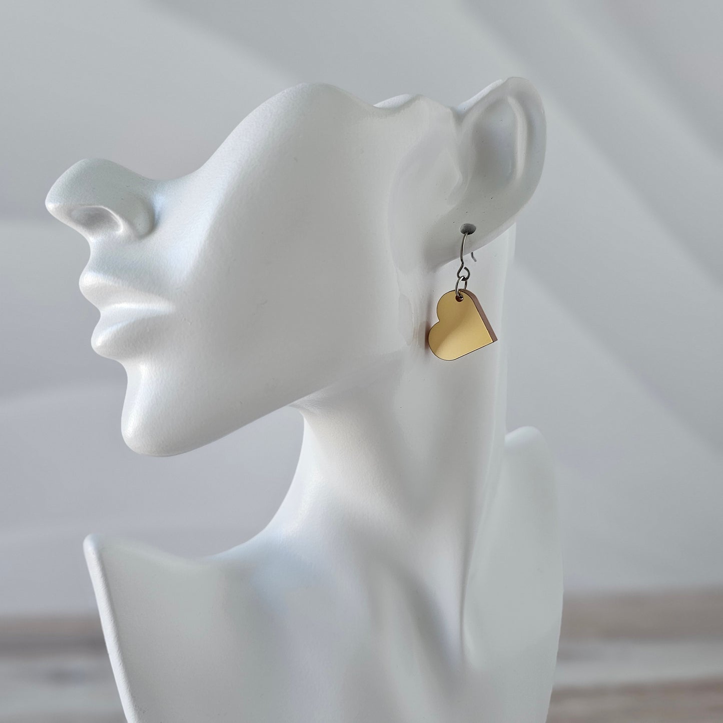 Small Gold Metallic Heart Earrings