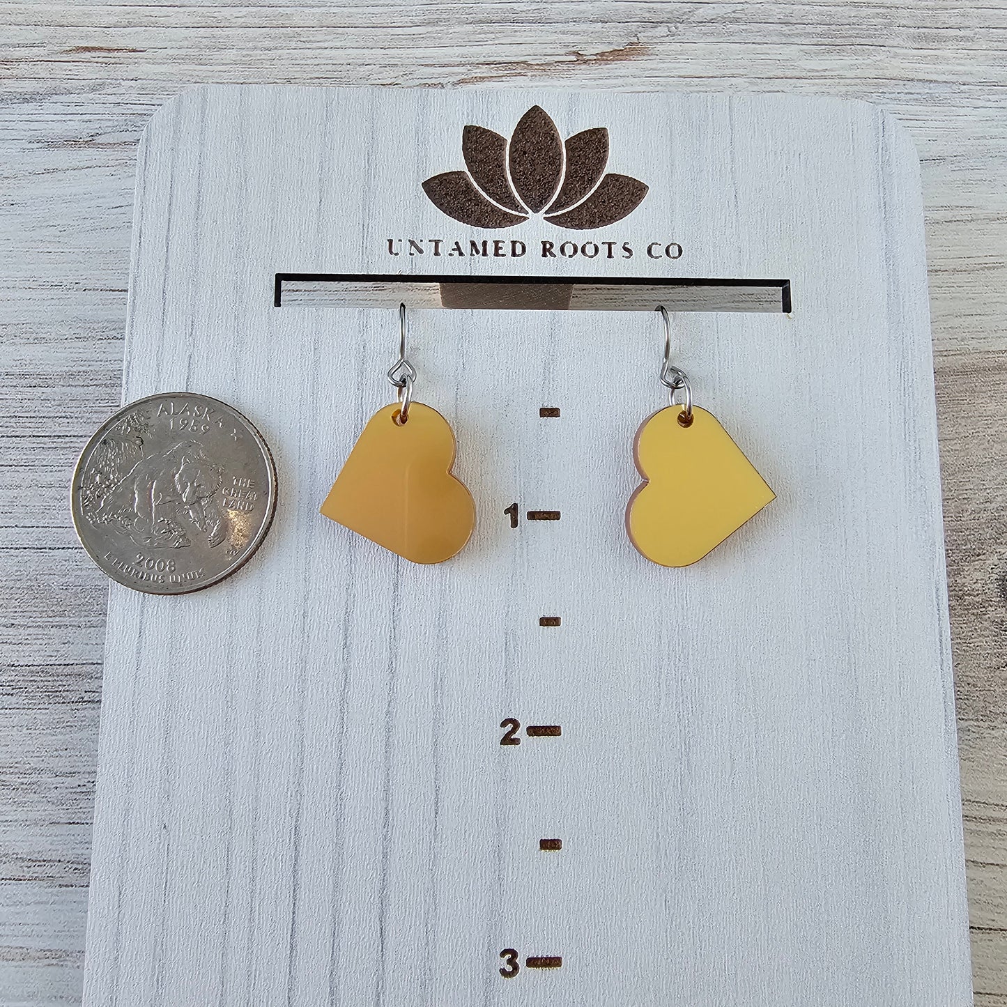 Small Gold Metallic Heart Earrings