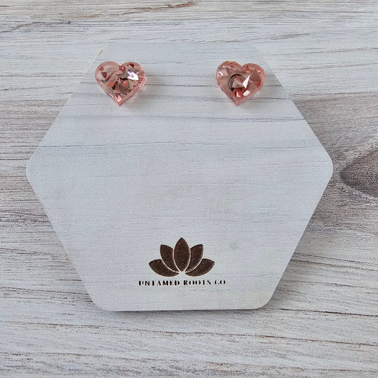 Soft Pink Confetti Heart Stud Earrings