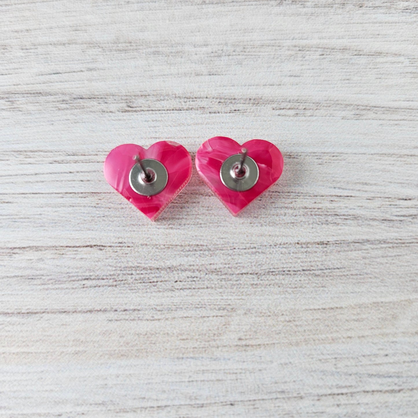 Hot Pink Swirl Heart Stud Earrings