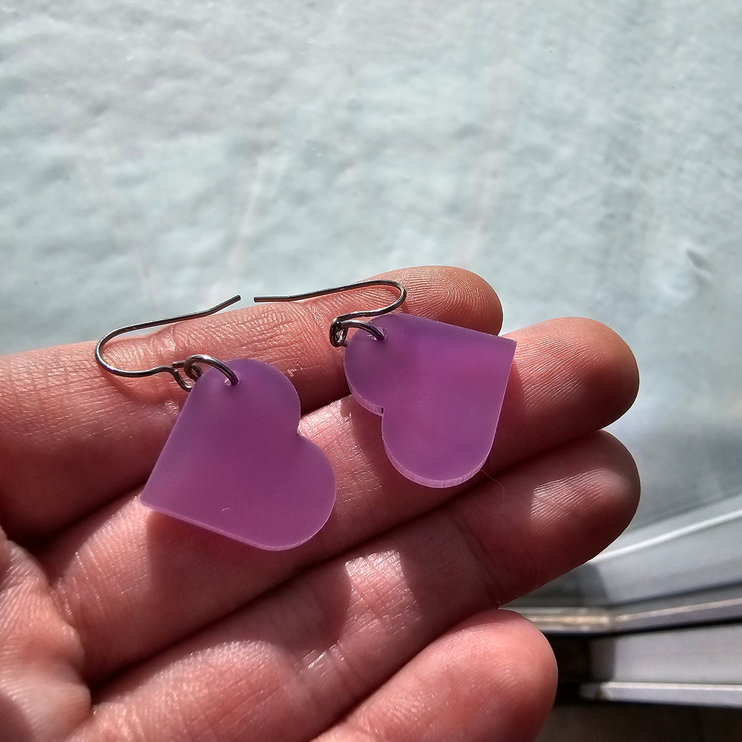 Small Purple Color Change Heart Earrings