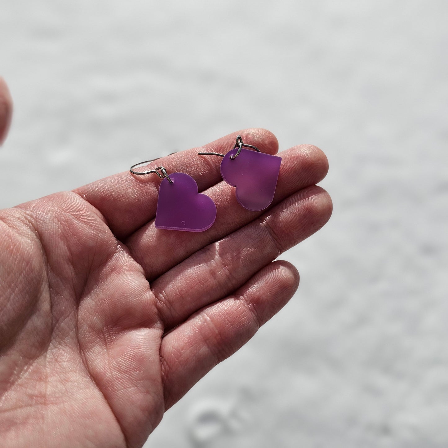 Small Purple Color Change Heart Earrings