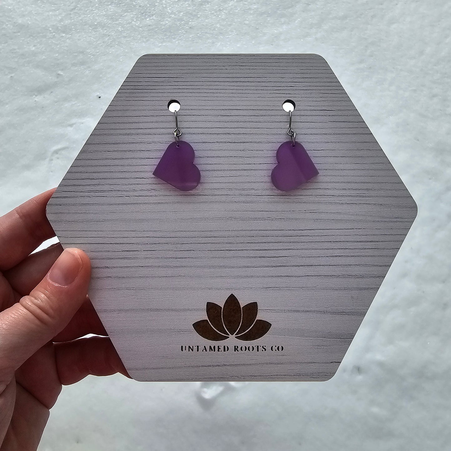 Small Purple Color Change Heart Earrings