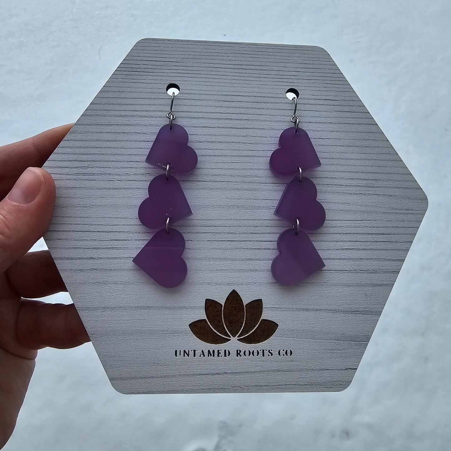 Purple Color Changing Tumbling Heart Earrings