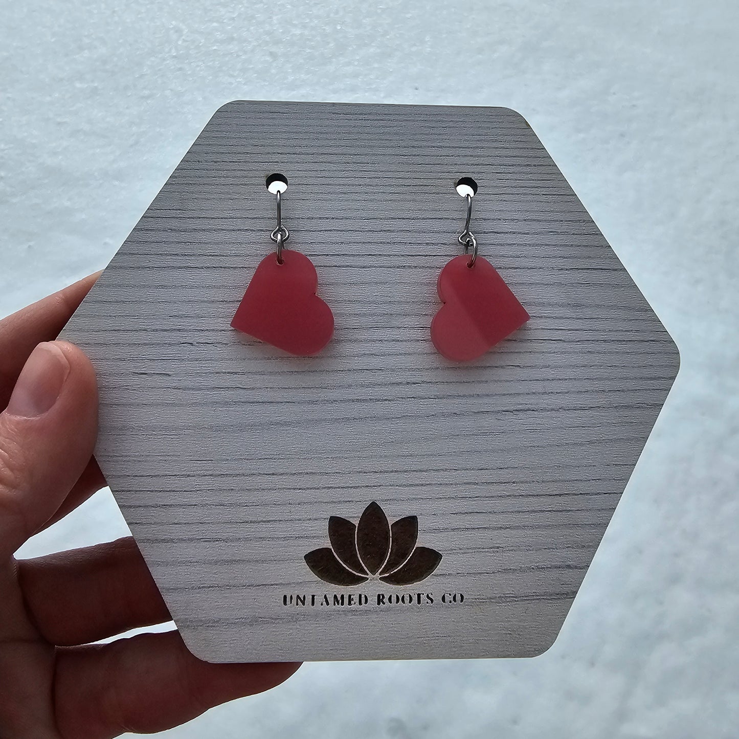 Small Coral Color Change Heart Earrings