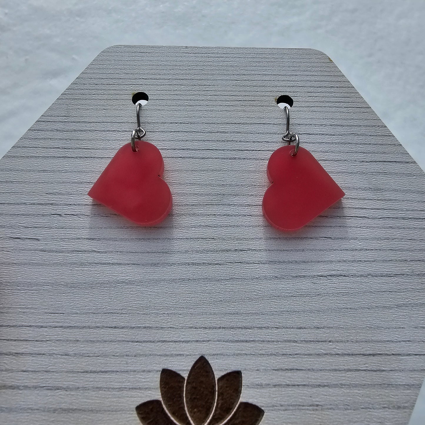 Small Coral Color Change Heart Earrings