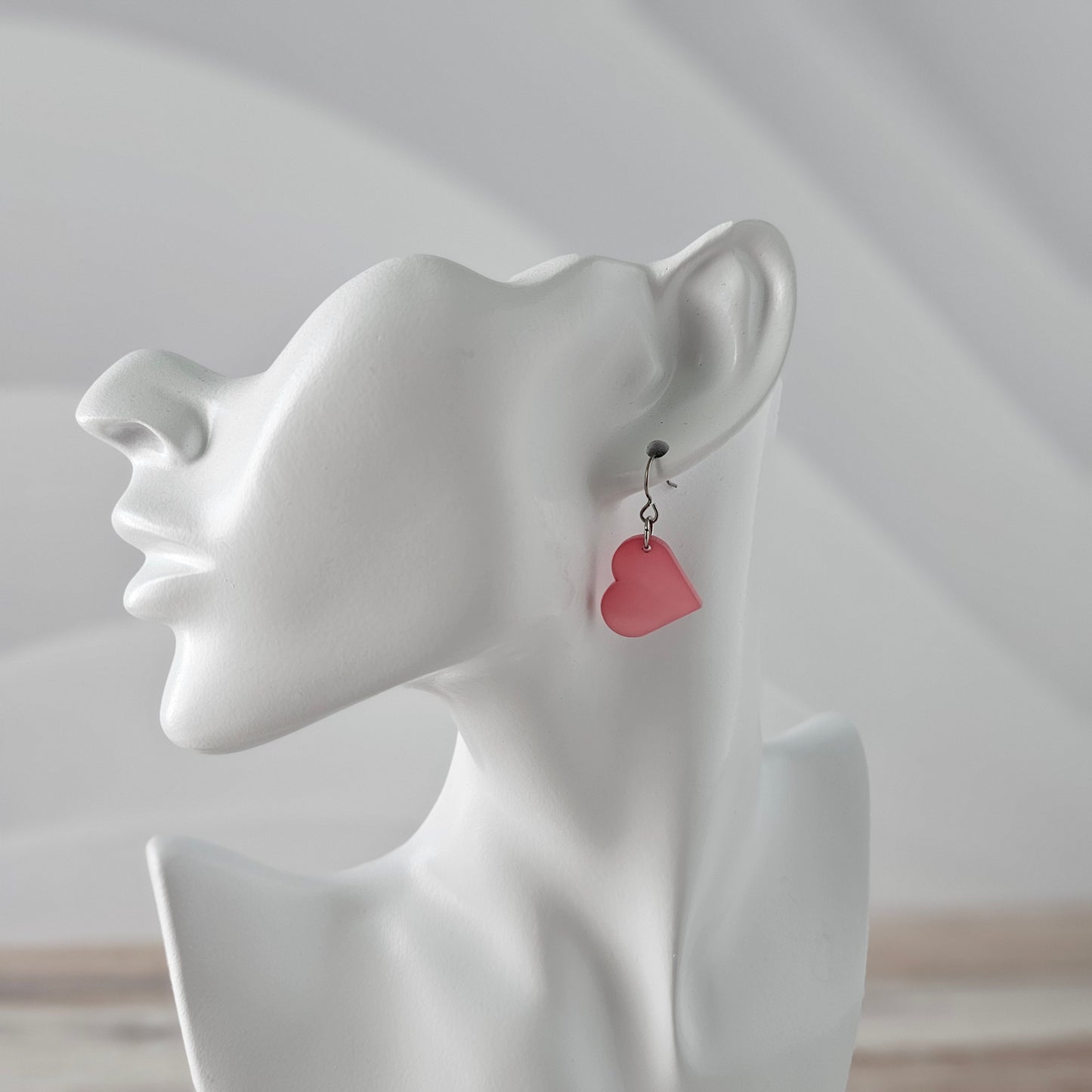 Small Coral Color Change Heart Earrings