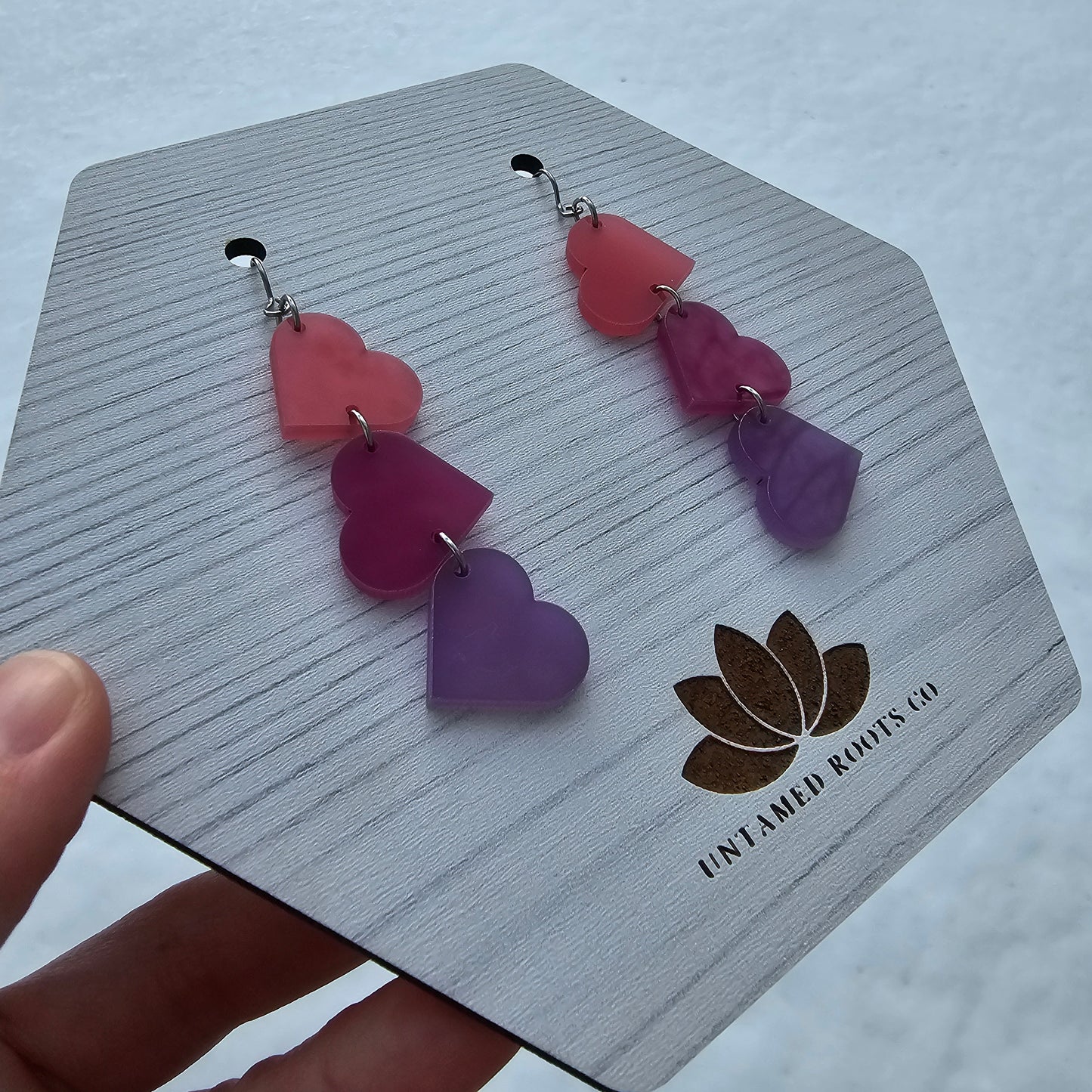 Color Changing Tumbling Heart Earrings