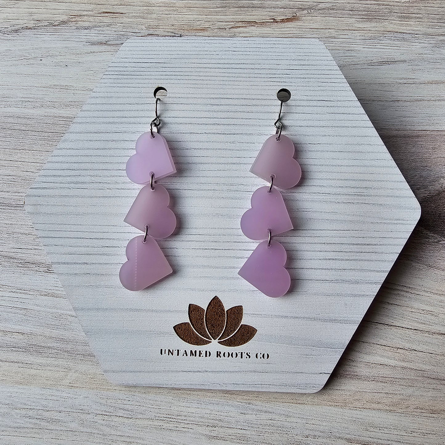 Purple Color Changing Tumbling Heart Earrings