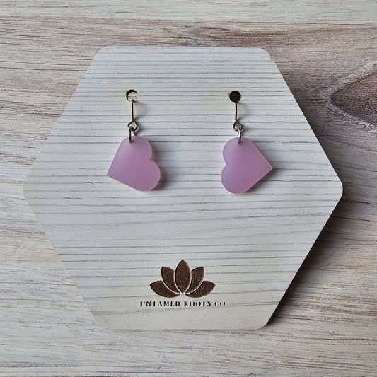Small Purple Color Change Heart Earrings