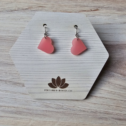 Small Coral Color Change Heart Earrings