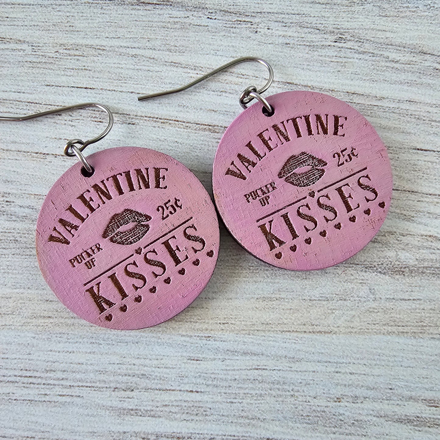Valentine's Kisses Hand Painted Earrings