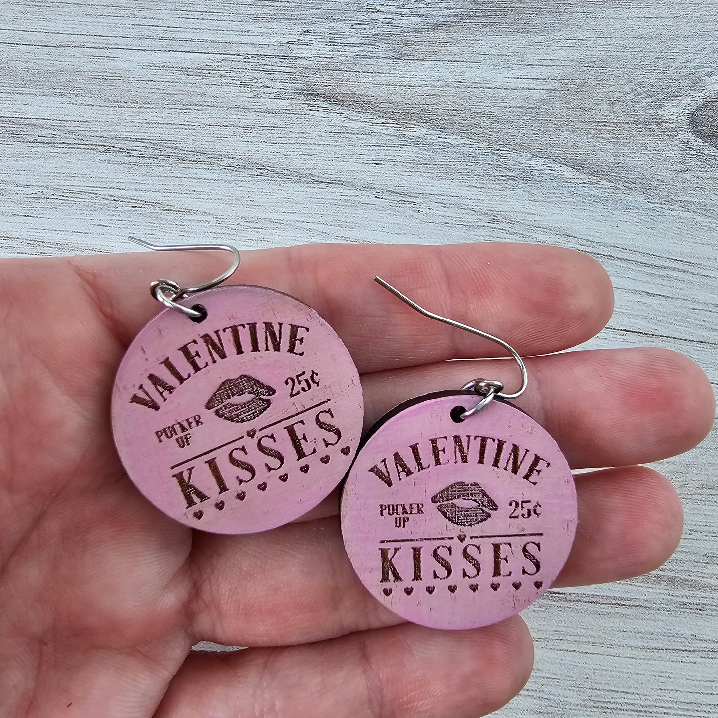 Valentine's Kisses Hand Painted Earrings