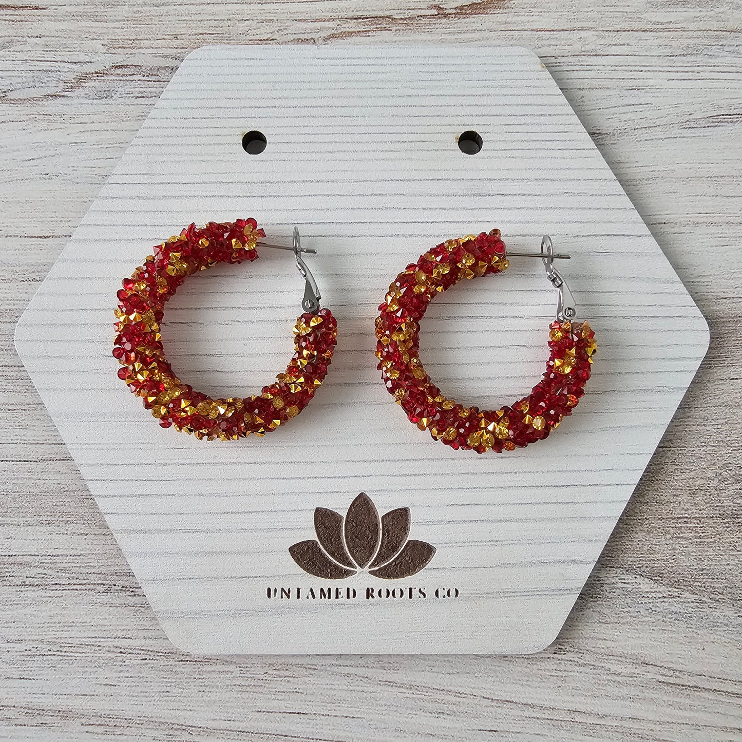 Red & Gold Chunky Glitter Hoops